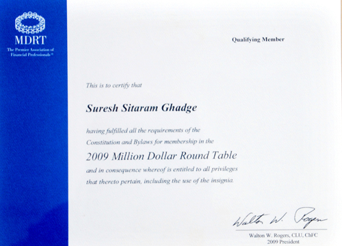SURESH GHADGE MDRT 2009