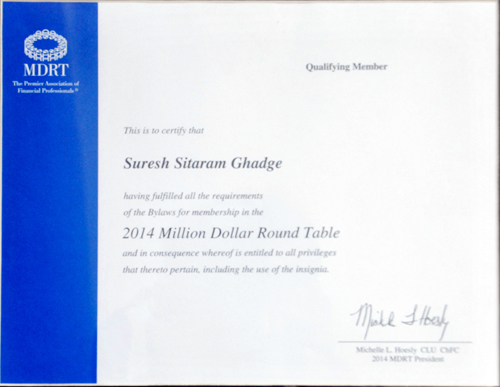 SURESH GHADGE MDRT 2014
