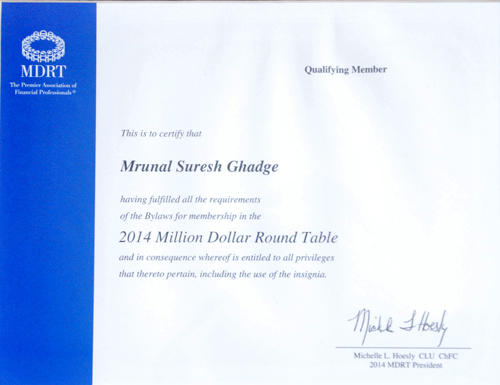 MRUNAL GHADGE MDRT 2014