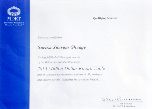 SURESH GHADGE MDRT 2013