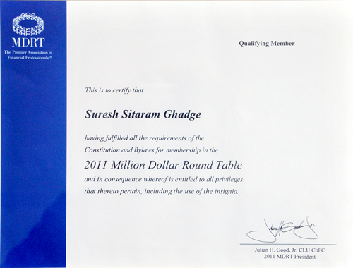 SURESH GHADGE MDRT 2011
