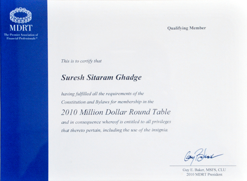 SURESH GHADGE MDRT 2010