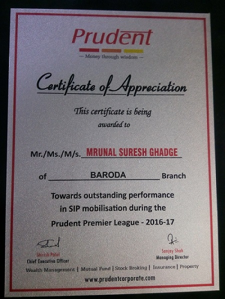 PRUDENT CERTIFICATE FOR SIP PREMIER LEAGUE 2016-17